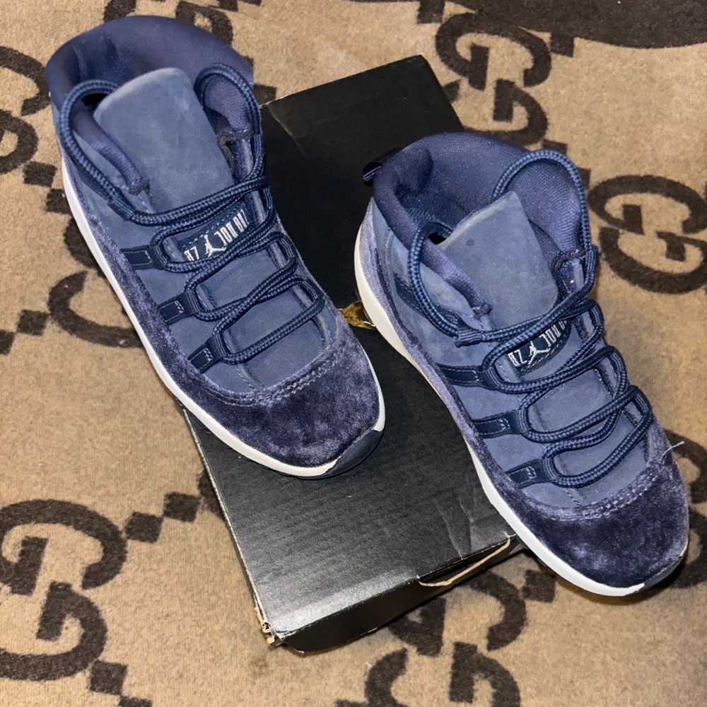 Blue Sneakers with White Soles